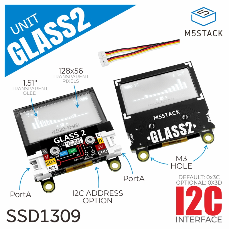 M5Stack Core2 - وحدة M5Stack الرسمية Glass2 مع OLED